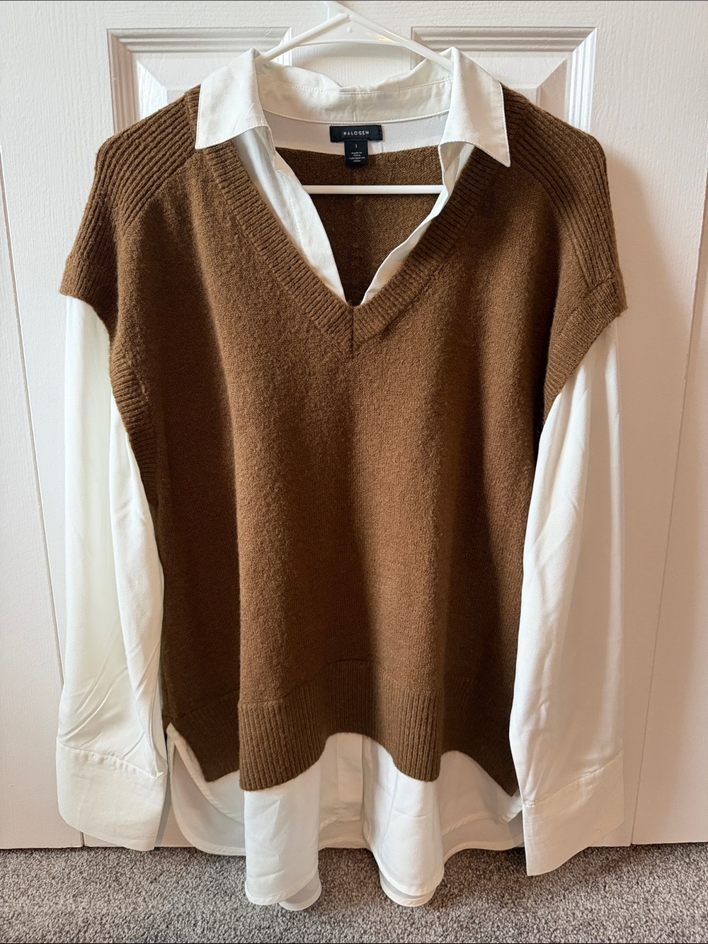 Halogen Brown V-Neck Sweater Vest